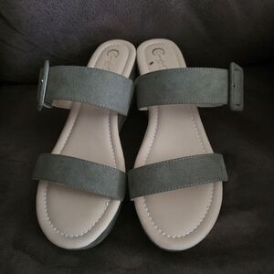 Green Suede Women's Sandals
